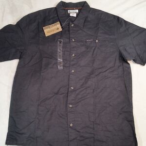 Columbia Sportswear Men's XL Shirt Short Sleeve Button Down Black Casual Hiking